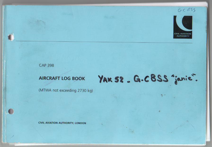 Yakovlev-Airframe Life  (Aircraft Logbook) - cover..jpg