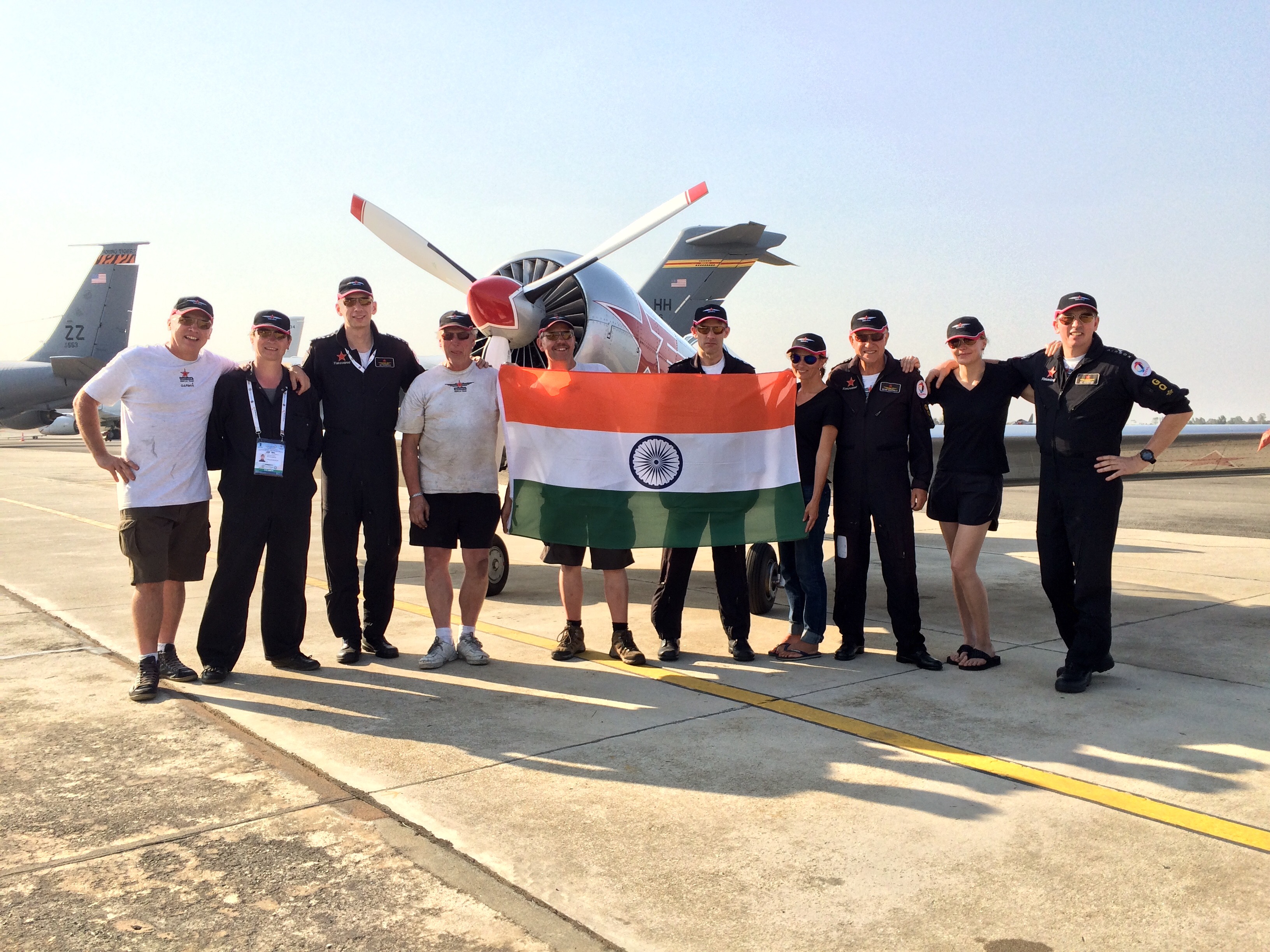 Yakovlevs Formation Aerobatic Display Team - Aero India 2015 - Yelahanka Air Force Station - Bengaluru, India..jpg